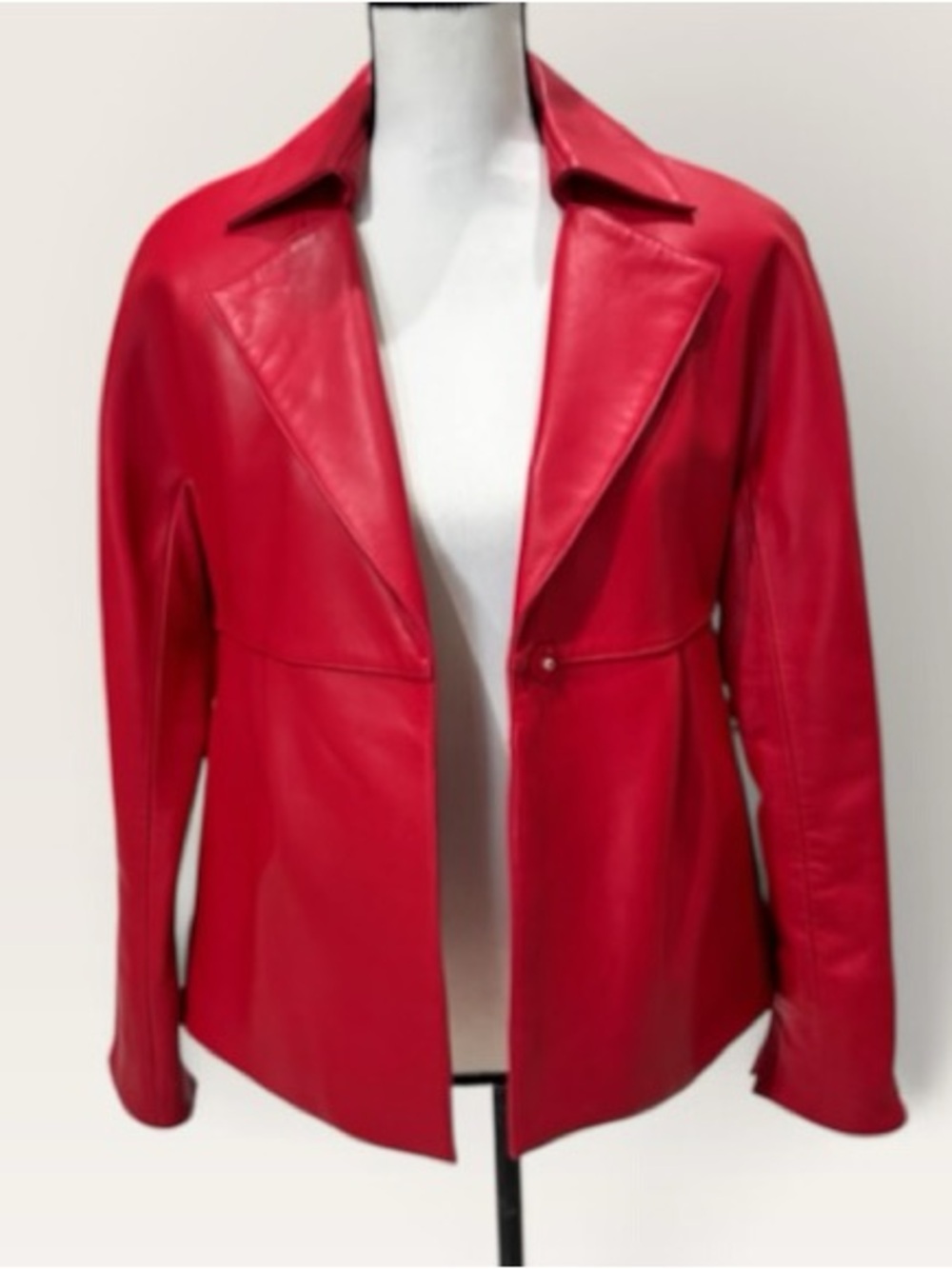 Jones NY Red Leather Jacket Blazer Small - Picture 4 of 12